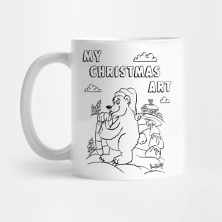 Christmas Polar Bear licks candy cane color me in Mug